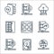 database and servers line icons. linear set. quality vector line set such as public, hard disk drive, server, data transfer,