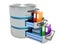 Database storage concept. Hard disk icon with folders