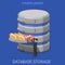 Database storage data folder flat 3d isometric vector