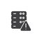 Database with warning sign vector icon