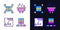 Dataset processing light and dark theme RGB color pixel perfect icons set