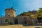 DATCA, MUGLA, TURKEY: The old Turkish windmill Datca Vineyard, now a cafe and wine tasting.