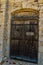 DATCA, MUGLA, TURKEY: Wooden door. The old Turkish windmill Datca Vineyard.