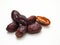 Date fruit with seeds  on white background.