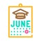 Date graduation calendar color icon vector illustration