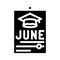 Date graduation calendar glyph icon vector illustration