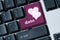 Date Keyboard pink button with heart shape
