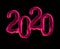 Date of the New Year 2020 made of pink viscous liquid on a black background