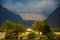 Date palms & mountain, Oman