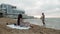 Date at sea at dawn Picnic A man performs a serenade for his beloved