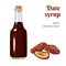 Date syrup in glass bottle isolated