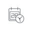 Date and time, calendar and clock thin line icon. Linear vector symbol