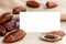 Dates dried fruit with paper white mock up and sackcloth on the