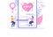 Dating App For a Couple With Male and Female in Smartphone If Match Become Love or Relationships. Background Flat Vector