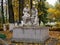 Dating boy and girl pair statue monument in Pinsk city park, Belarus October 20 2021