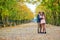 Dating couple in Paris on a fall day