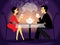 Dating couple scene, love confession vector design illustration