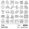 Dating line icon set, love and realtionship symbols collection or sketches. Love affair solid line linear style signs