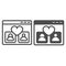 Dating site window, profile of matched couple, heart line and solid icon, dating concept, match vector sign on white