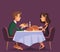 Dating. Valentines day celebration. Sweet happy young couple having romantic dinner.