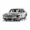 Datsun 510 classic car illustration vector line art black and white