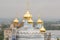 Daugavpils Borisoglebskiy Orthodox Cathedral, Latvia. Church with golden domes