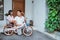 Daughter chatting with her father after finishing assembling her bicycle