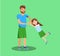 Daughter Having Fun with Father Flat Illustration