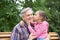 Daughter kissing her father