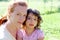 Daughter and mother together outdoor park