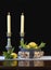 Daulton Lambeth bowl and candlesticks - vertical