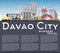 Davao City Philippines Skyline with Gray Buildings, Blue Sky and