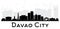 Davao City skyline black and white silhouette.
