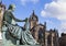 David Hume Statue and St Giles Cathedral in Edinburgh