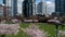 David Lam Park Yaletown beautiful park in vancouver high skyscrapers people walking in spring pacific ocean jetty