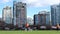 David Lam Park Yaletown beautiful park in vancouver high skyscrapers people walking in spring pacific ocean jetty