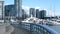 David Lam Park Yaletown beautiful park in vancouver high skyscrapers people walking in spring pacific ocean jetty