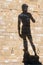 David silhouette on old stone wall in Florence, Italy