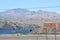 Davis Dam Sign and a Katherine Landing Sign over the border of Arizona and Nevada on Mohave Lake. Lake Mead National Recreation Ar