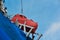 Davit lifeboat, Rescue boat or lifeboat of Cargo ship Ship repair in shipyard, Davit lifeboat Take out for maintenance.