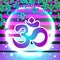 Dawali spiritual sign Om over the vibrant beaming background. Trendy and bright artwork compositin. Vector illustration.