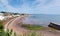 Dawlish Devon England with beach railway track and sea