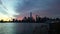 Dawn above Manhattan, New York, NY Seen across Hudson River from Liberty State Park in Jersey City, NJ.