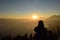 Dawn at Atitlan lake and outlook at volcanos