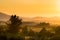 Dawn in the crop fields and farms at Region del Maule, Chile