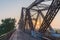 Dawn on the historic Long Bien bridge in Hanoi, Vietnam