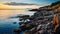 Dawn Light on Rocky Shoreline