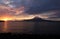 The dawn lights illuminate the island of Pico and its volcano, Pico island, Azores