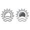Dawn line and glyph icon, weather and sun, sunrise sign, vector graphics, a linear pattern on a white background.