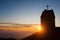 Dawn at the little church, mount Grappa landscape, Italy